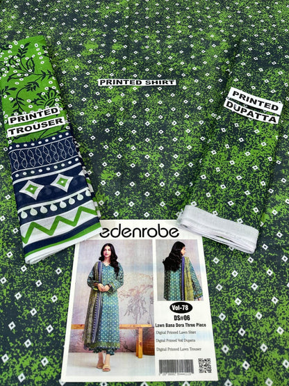 VOL 78 | DS 06 | BANA DORA PRINTED LAWN 3PC