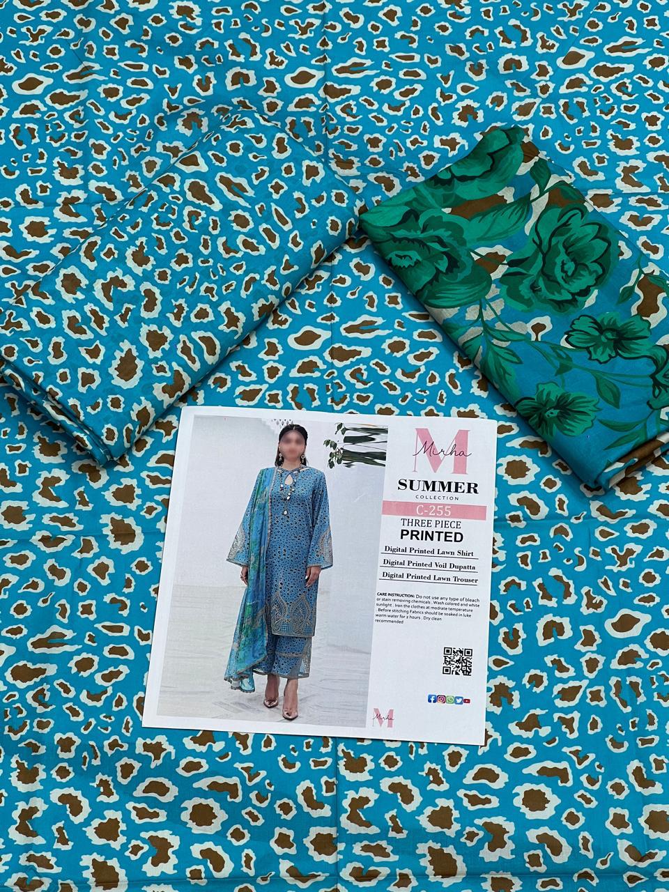MIRHA LAWN DIGITAL PRINTED 3PC | DS C255 |