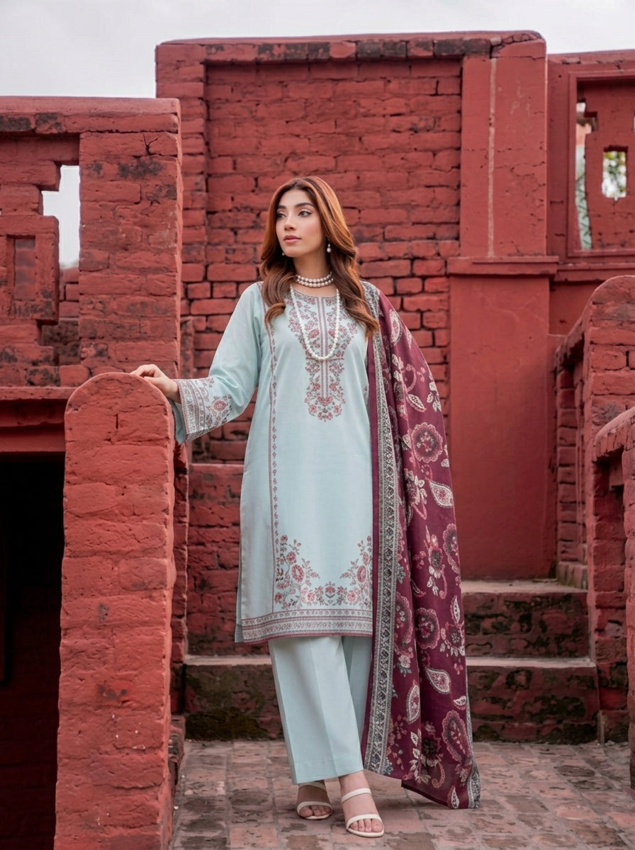 VOL 279 | 01 | ZAIB BY SHANAYA | DIGITAL PRINTED 3PC STONE LINEN SUIT | PRINTED SHIRT, TROUSER & DUPATTA