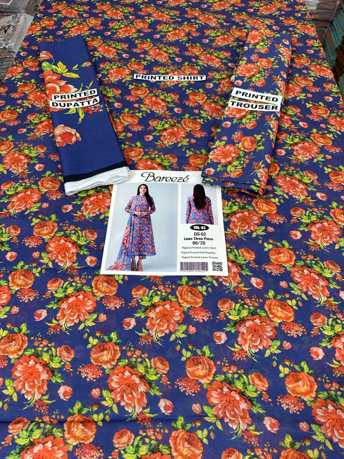VOL 83 | DS 02 | DIGITAL PRINTED LAWN 3PC VOIL DUPATTA