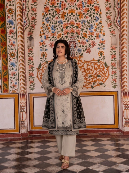 VOL 279 | 03 | ZAIB BY SHANAYA | DIGITAL PRINTED 3PC STONE LINEN SUIT | PRINTED SHIRT, TROUSER & DUPATTA