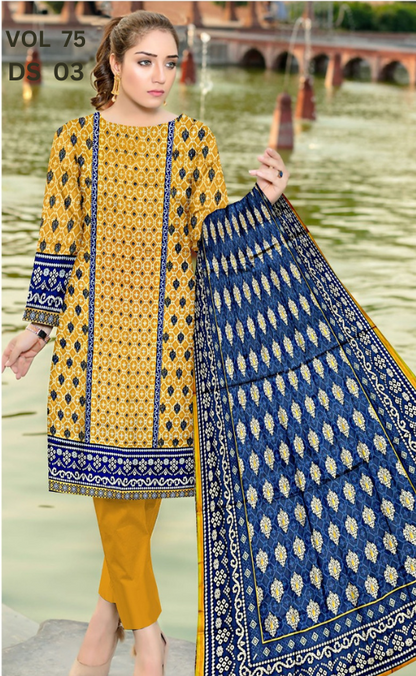 VOL 75 | DS 03 | DIGITAL PRINTED LAWN 3PC LAWN DUPATTA