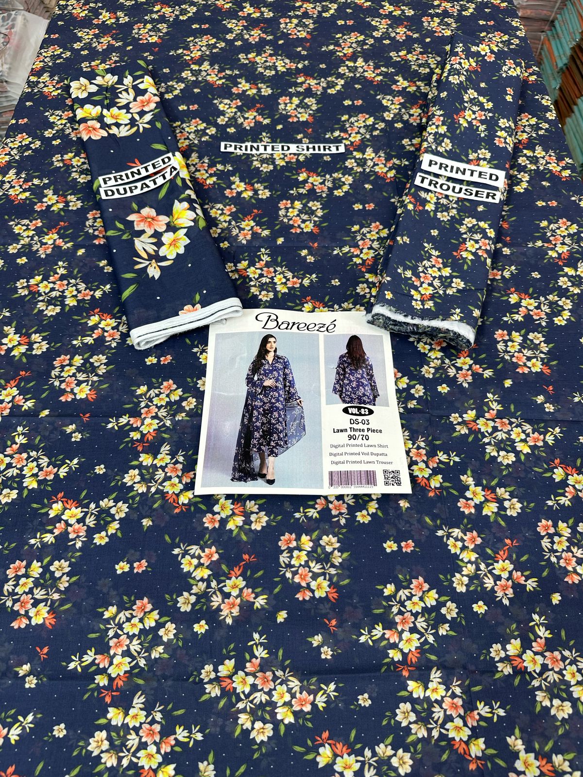 VOL 83 | DS 03 | DIGITAL PRINTED LAWN 3PC VOIL DUPATTA