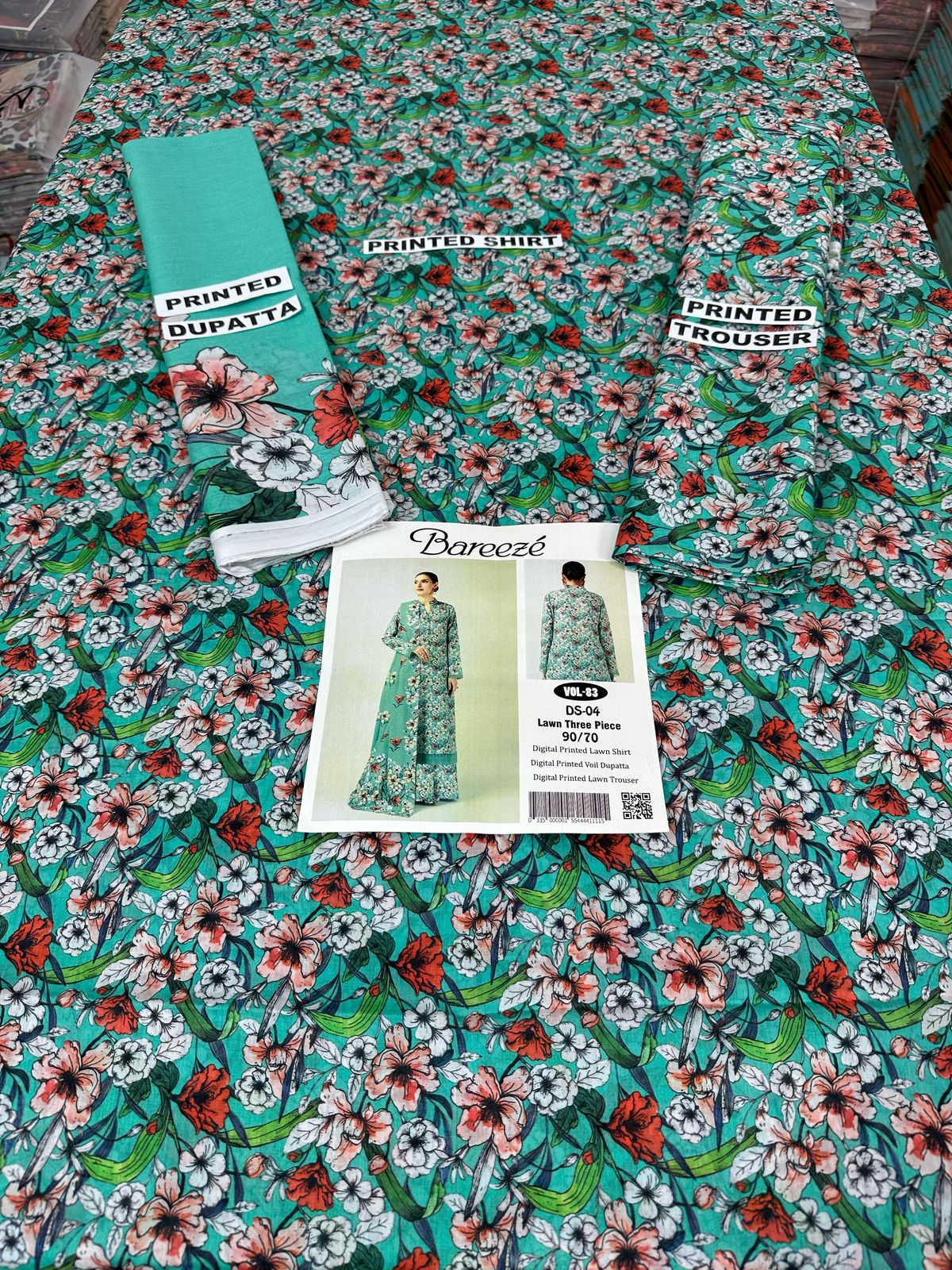 VOL 83 | DS 04 | DIGITAL PRINTED LAWN 3PC VOIL DUPATTA