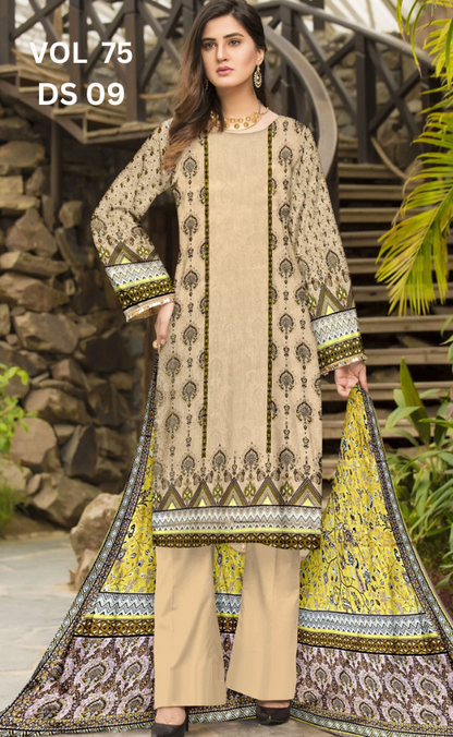VOL 75 | DS 09 | DIGITAL PRINTED LAWN 3PC LAWN DUPATTA