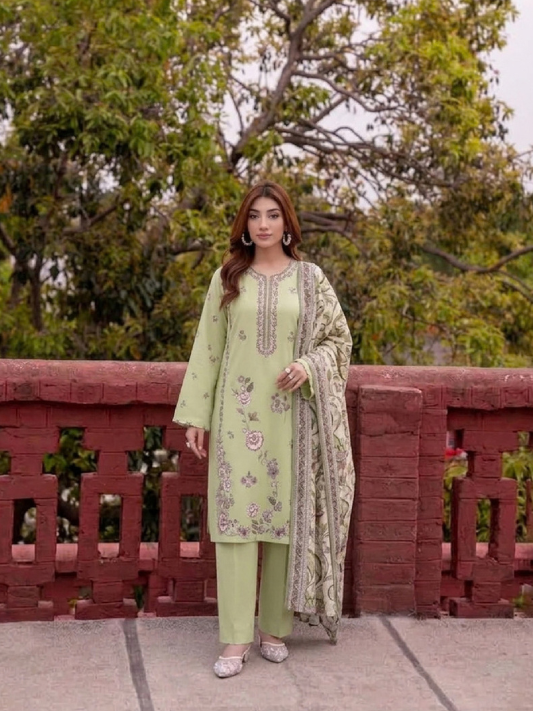 VOL 279 | 09 | ZAIB BY SHANAYA | DIGITAL PRINTED 3PC STONE LINEN SUIT | PRINTED SHIRT, TROUSER & DUPATTA