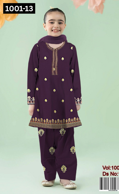 KIDS EMBROIDERED LAWN 2PC | DS 1001-13|