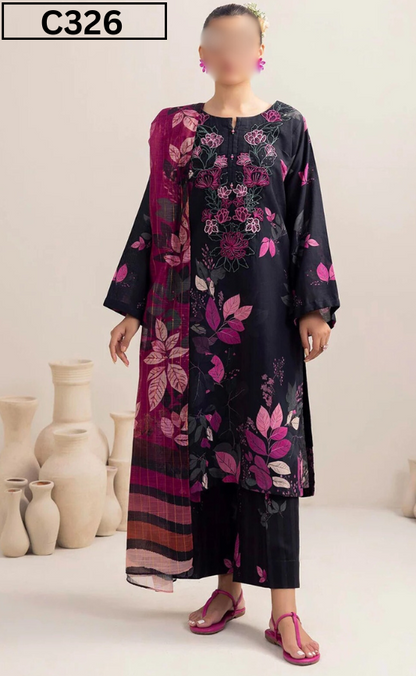 MIRHA | DS C326 | DIGITAL PRINTED LAWN 3PC