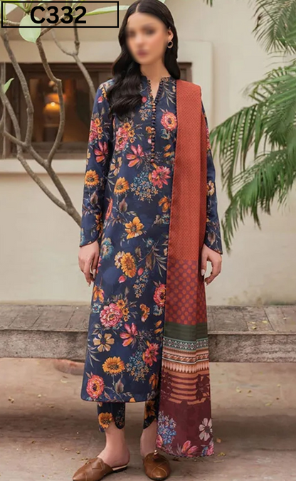 MIRHA | DS C332 | DIGITAL PRINTED LAWN 3PC