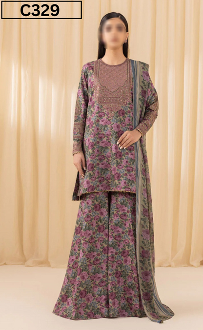 MIRHA | DS C329 | DIGITAL PRINTED LAWN 3PC
