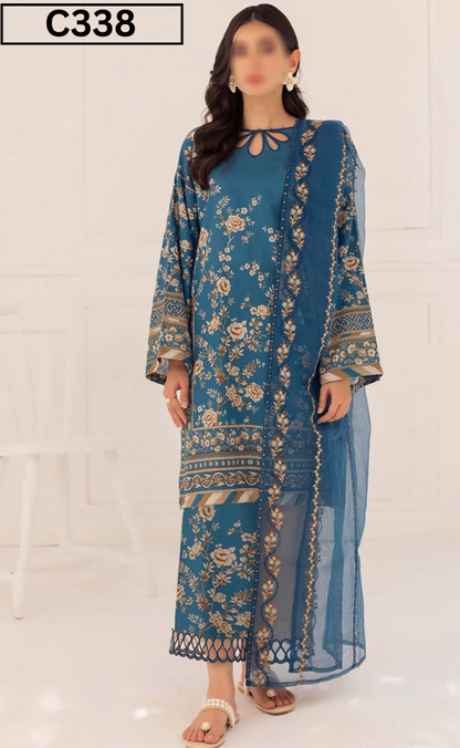 MIRHA | DS C338 | DIGITAL PRINTED LAWN 3PC