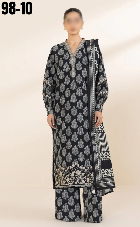 VOL 98 | DS 10 | DIGITAL PRINTED LAWN 3PC VOIL DUPATTA