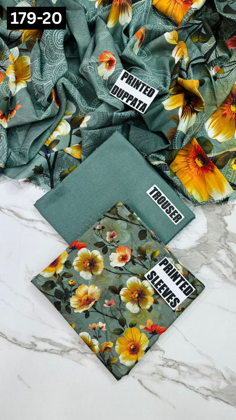 VOL 179 | DS 20 | DIGITAL PRINTED BANADORA KARANDI 3PC DYED TROUSER