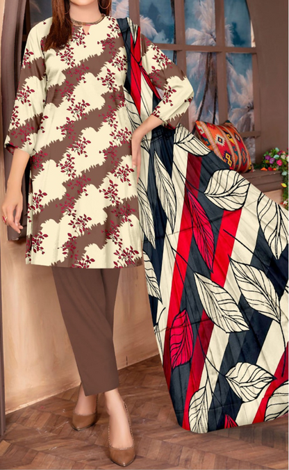VOL 159 | DS 03 | DIGITAL PRINTED LINEN 3PC LINEN DUPATTA