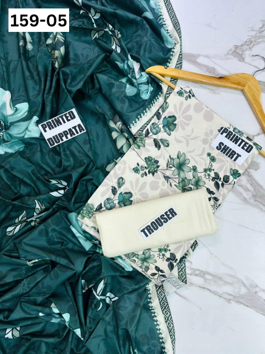 VOL 159 | DS 05 | DIGITAL PRINTED LINEN 3PC LINEN DUPATTA