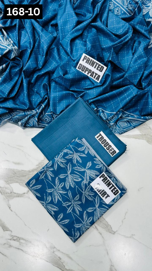 VOL 168 | DS 10 | DIGITAL PRINTED DHANAK 3PC DYED TROUSER DHANAK DUPATTA