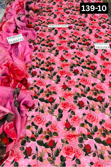 VOL 139 | DS 10 | DIGITAL PRINTED LAWN 3PC BAMBER CHIFFON DUPATTA