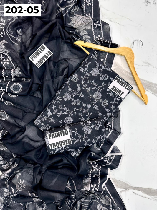 VOL 202 | DS 05 | DIGITAL PRINTED BANADORA LAWN 3PC VOIL LAWN DUPATTA