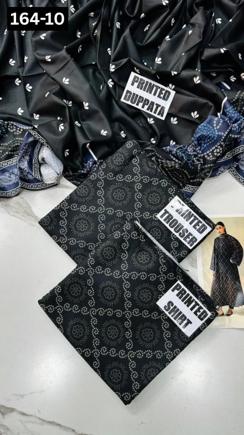 VOL 164 | DS 10 | DIGITAL PRINTED LINEN 3PC LINEN DUPATTA