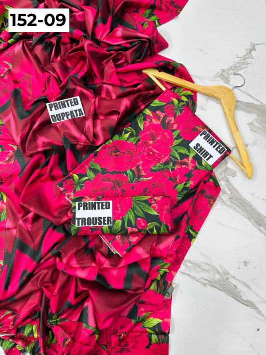 VOL 152 | DS 09 | DIGITAL PRINTED LINEN 3PC LINEN DUPATTA