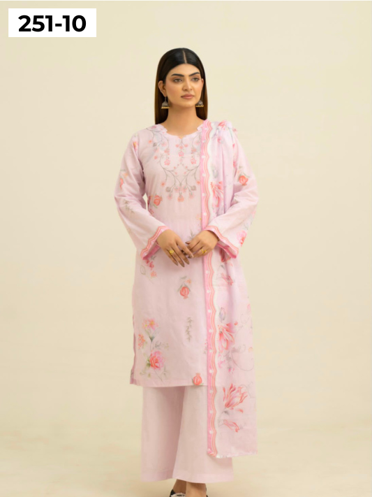 VOL 251 | DS 10 | Khaas | DIGITAL PRINTED 3PC LAWN SHIRT, DYED TROUSER, PRINTED VOIL DUPATTA