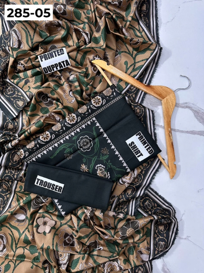 VOL 285 | DS 05 | NISHA BY SHANAYA | DIGITAL PRINTED 3PC STONE LINEN SHIRT, PRINTED TROUSER, PRINTED STONE LINEN DUPATTA