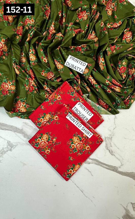 VOL 152 | DS 11 | DIGITAL PRINTED LINEN 3PC LINEN DUPATTA
