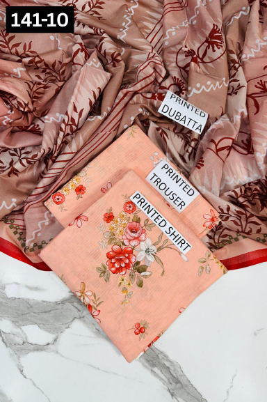 VOL 141 | DS 10 | DIGITAL PRINTED BANADORA LAWN 3PC VOIL LAWN DUPATTA