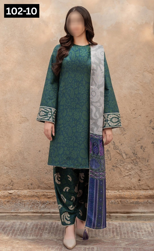 VOL 102 | DS 10 | DIGITAL PRINTED TANA DORA LAWN 3PC VOIL LAWN DUPATTA