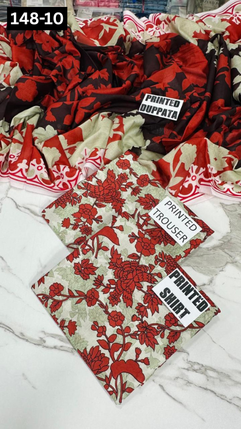 VOL 148 | DS 10 | DIGITAL PRINTED LAWN 3PC VOIL LAWN DUPATTA