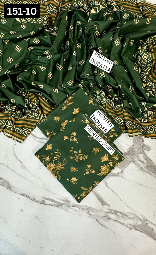 VOL 151 | DS 10 | DIGITAL PRINTED LINEN 3PC LINEN DUPATTA