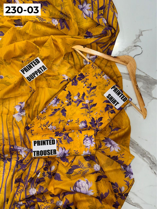 VOL 230 | DS 03 | DIGITAL PRINTED DOBBY LAWN 3PC TANA DORA LAWN DUPATTA