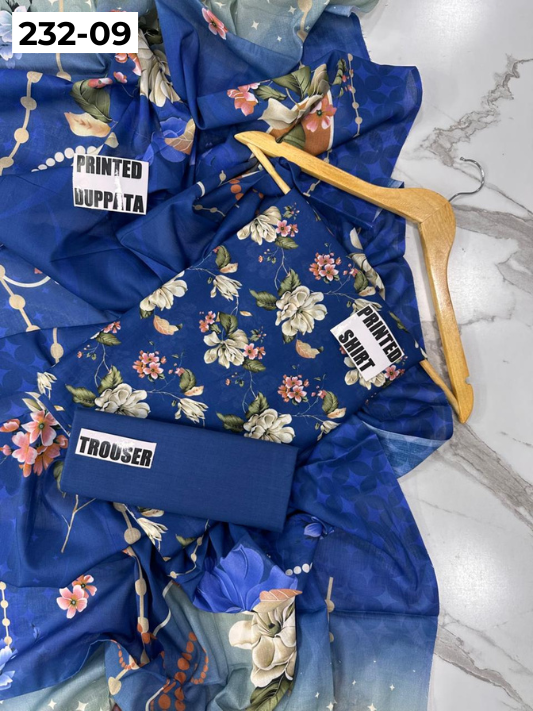 VOL 232 | DS 09 | Sapphire LAWN |  DIGITAL PRINTED LAWN THREE PIECES LAWN SHIRT LAWN DUPATTA