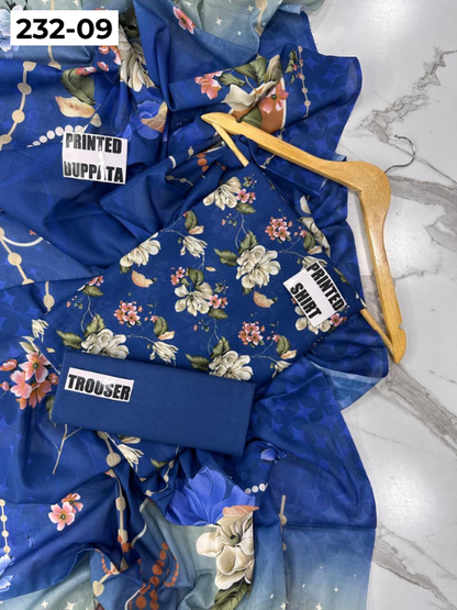 VOL 232 | DS 09 | Sapphire LAWN |  DIGITAL PRINTED LAWN THREE PIECES LAWN SHIRT LAWN DUPATTA