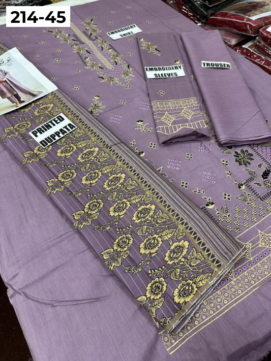 VOL 214 | DS 45 | LAWN LUXURY EMBROIDERED 3PC
