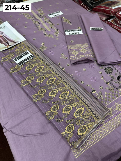 VOL 214 | DS 45 | LAWN LUXURY EMBROIDERED 3PC