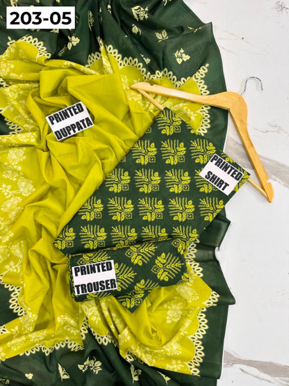 VOL 203 | DS 05 | DIGITAL PRINTED BANADORA LAWN 3PC VOIL LAWN DUPATTA