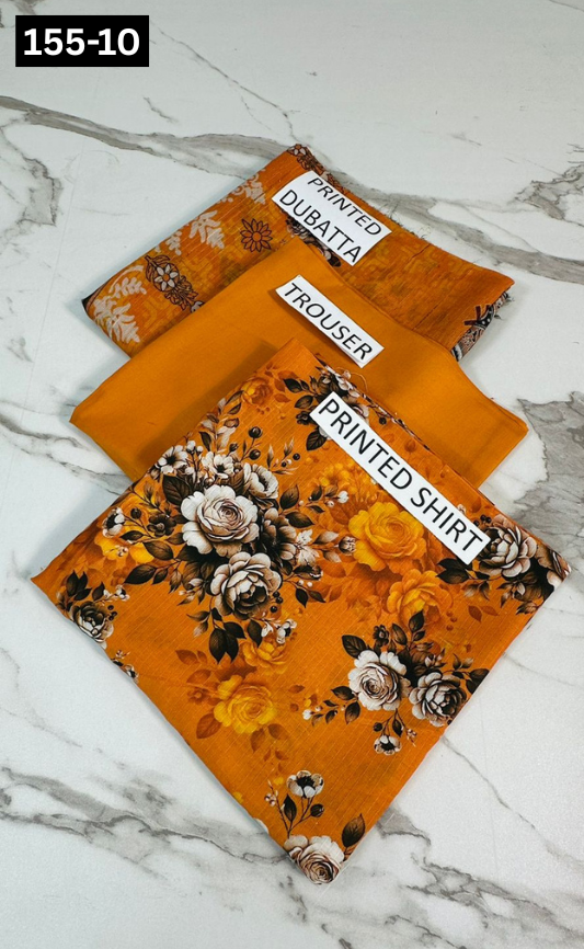 VOL 155 | DS 10 | DIGITAL PRINTED BANADORA LINEN 3PC LINEN DUPATTA