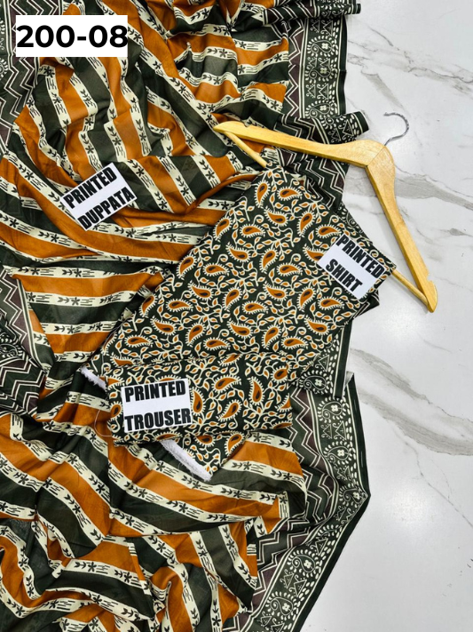 VOL 200 | DS 08 | DIGITAL PRINTED BANADORA LAWN 3PC VOIL LAWN DUPATTA
