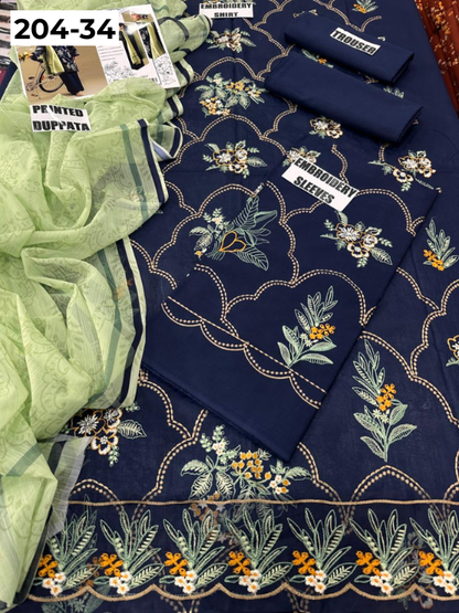 Vol 204 | DS 34 | LAWN EMBROIDERED THREE PIECE COLLECTION