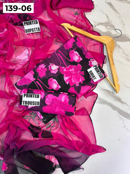 VOL 139 | DS 06 | DIGITAL PRINTED LAWN 3PC BAMBER CHIFFON DUPATTA