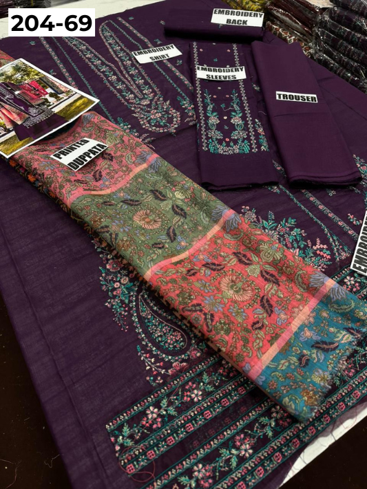 Vol 204 | DS 69 | LAWN EMBROIDERED THREE PIECE COLLECTION