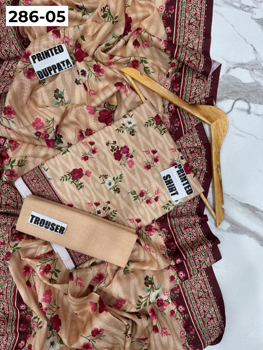 VOL 286 | 05 | BINSAEED | DIGITAL PRINTED 3PC KHADDAR SUIT | PRINTED SHIRT, TROUSER & DUPATTA