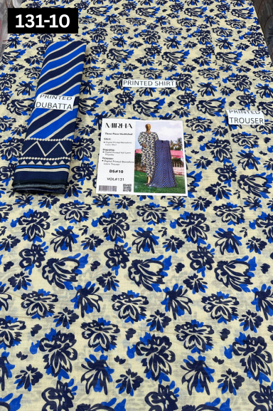 VOL 131 | DS 10 | DIGITAL PRINTED BANADORA LAWN 3PC VOIL LAWN DUPATTA