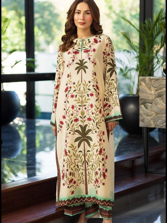 VOL 221 | DS 09 | PRINTED HIT CODES LAWN 2PC | DIGITAL PRINTED LAWN SHIRT PLAIN COTTON TROUSER