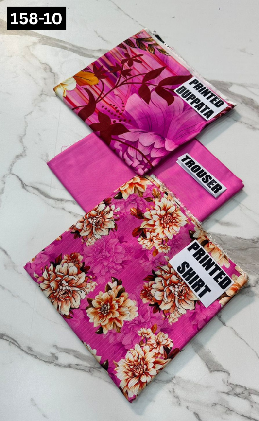 VOL 158 | DS 10 | DIGITAL PRINTED BANADORA LINEN 3PC LINEN DUPATTA