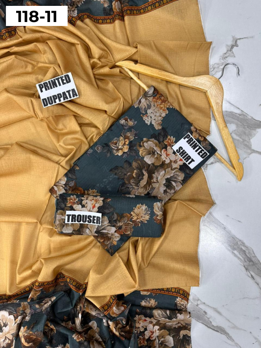 VOL 118 | DS 11 | DIGITAL PRINTED BANADORA LAWN 3PC VOIL LAWN DUPATTA