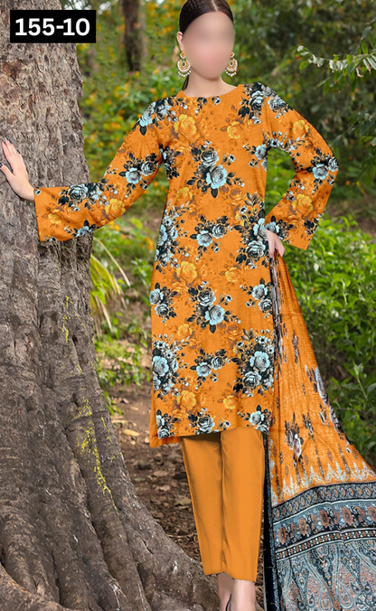 VOL 155 | DS 10 | DIGITAL PRINTED BANADORA LINEN 3PC LINEN DUPATTA