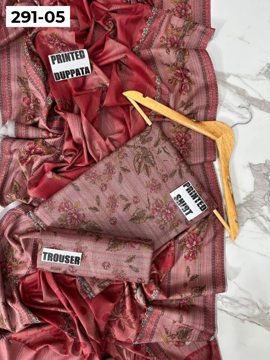 VOL 291 | DS 05 | PREMIUM CORDUROY DHANAK WINTER COLLECTON - DIGITAL PRINTED 3 PIECE SUIT | PRINTED ALLOVER SHIRT & TROUSER | PRINTED DUPATTA