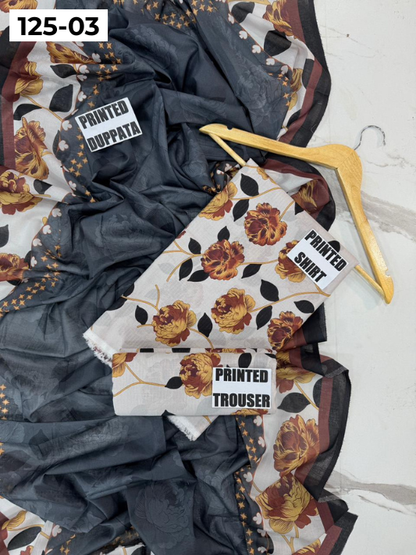 VOL 125 | DS 03 | DIGITAL PRINTED BANADORA LAWN 3PC VOIL LAWN DUPATTA